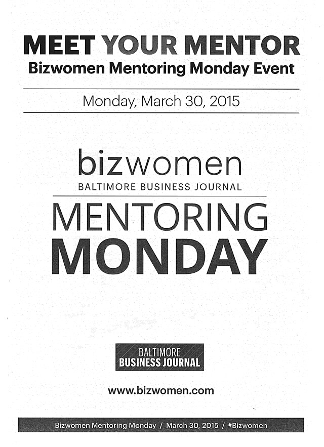 Bizwomen Mentoring Monday event announcement, March 2015