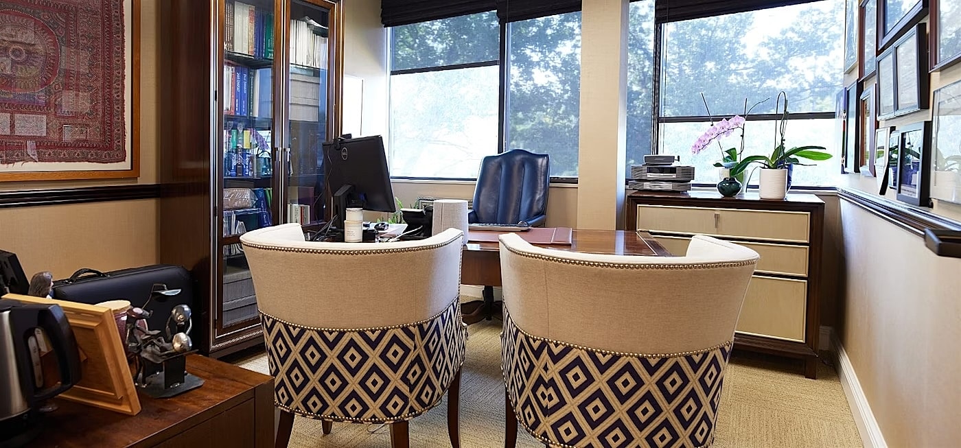 Modern office interior with stylish furnishings.