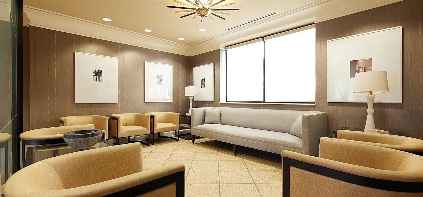 Modern waiting area with stylish seating arrangements.